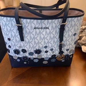 Blue and white Michael Kors Medium Tote